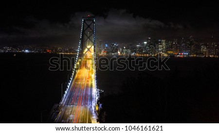 Illuminated San Francisco Oakland Bay Bridge at night