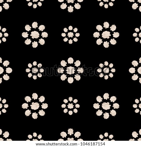 Digital art stilyzed floral motif seamless pattern design in black and white colors
