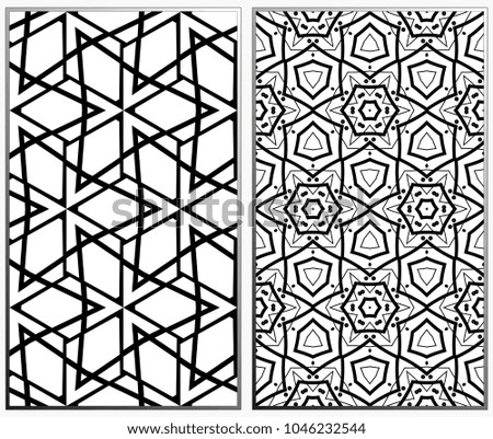Seamless patterns set. Geometric ornaments. Abstract backgrounds. Vector illustration.