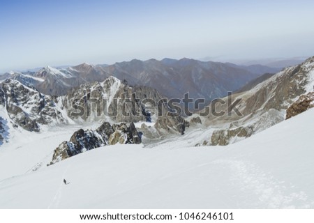 Climber in mountains lifestyle photo kyrgyzstan ala-archa national park autumn beautiful 