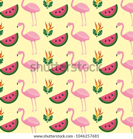tropical flamingo watermelon flower background design