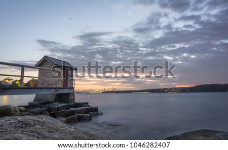 Sydney city scape from the Watson bay during the sunset, Sydney NSW, Australia