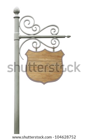 Metal Sign on street pole. Isolated on white