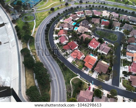 Aerial Shot of road & Nieghborhood
