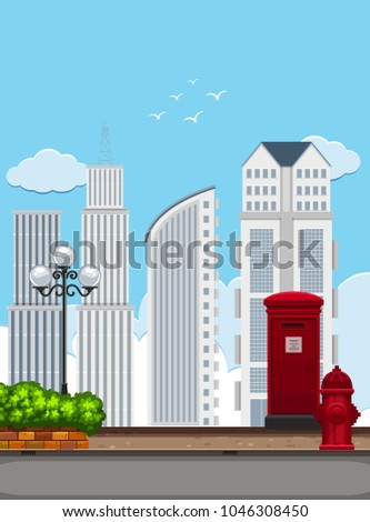 Tall buildings in the city illustration
