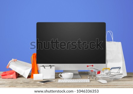 Workplace with modern desktop computer on table