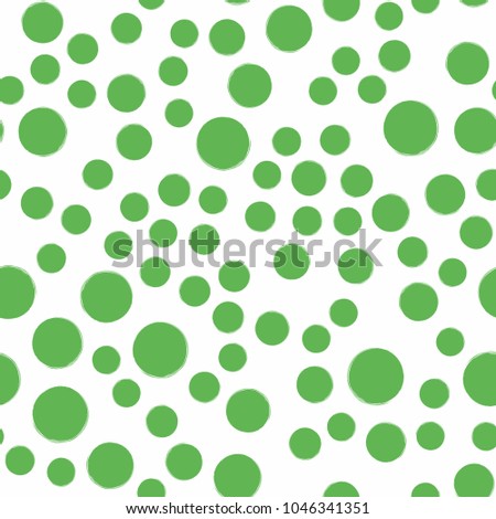 Seamless green dot pattern. Hand painted circles.
