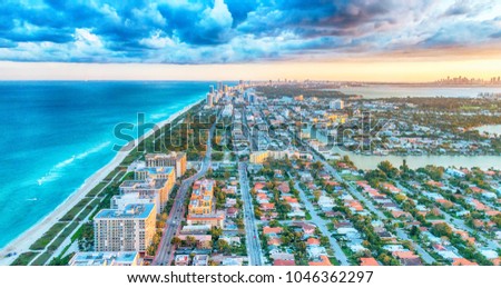 Miami Beach coastline as seen from the air.