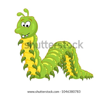 cartoon millipede with teeth character isolated on white background
