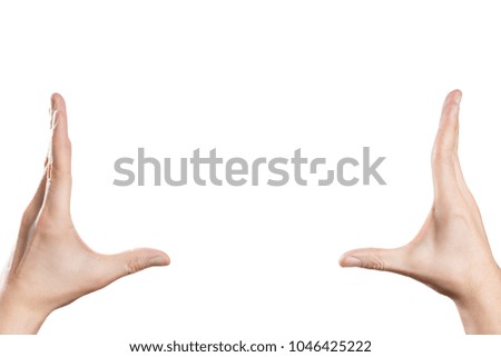 Hands making a frame, isolated on white background