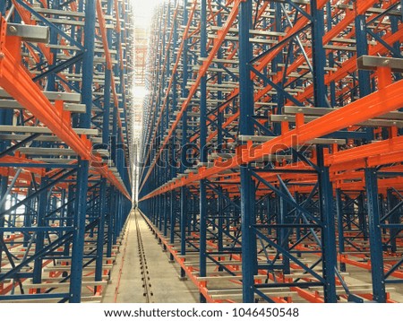 racks pallets shelves in warehouse,steel frame structure,equipment storage