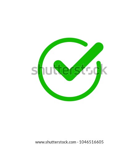 Green check mark icon. Vector check mark. Sign of voting. Sign of choice. Checkbox. Checkmark OK. Symbols YES. Accept document. Checklist. Royalty-Free Stock Photo #1046516605