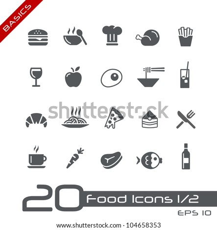 Food Icons - Set 1 of 2 // Basics Royalty-Free Stock Photo #104658353