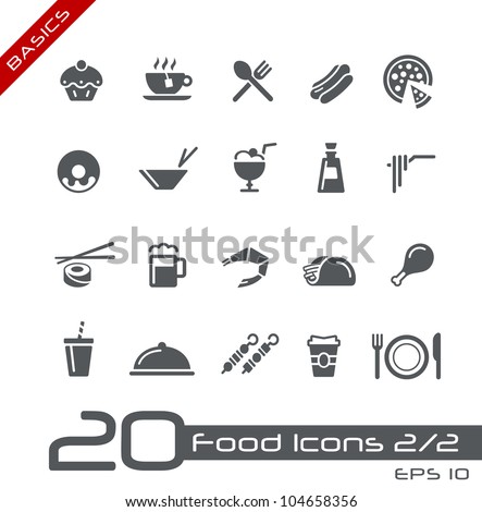 Food Icons - Set 2 of 2 // Basics Royalty-Free Stock Photo #104658356