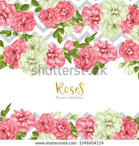 Wedding invitation with wild rose flowers