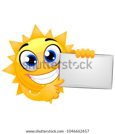 Vector Illustration of Sun Mascot Holding a Blank Board