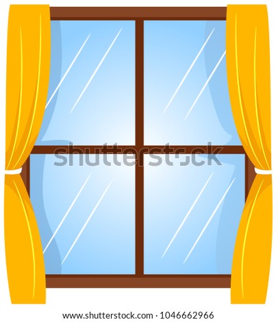 Vector Illustration of Window with Curtain