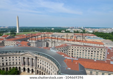 Washington DC, skyline with federal government buildings and the Monument