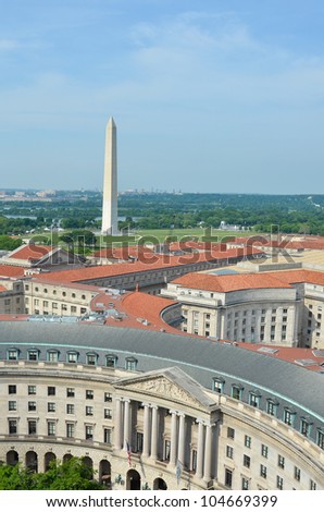 Washington DC, skyline with federal government buildings and the Monument