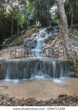 the most beautiful limestone waterfall in Chiangrai Thailand
