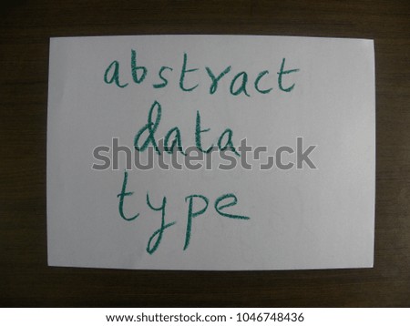 Text abstract data type hand written by green oil pastel on white color paper