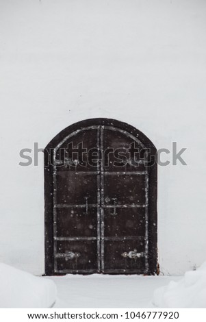 Medieval old black door