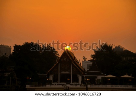 sky after sunset,Sunset,yellow and orange sky above it with sun golden . Amazing summer sunset view