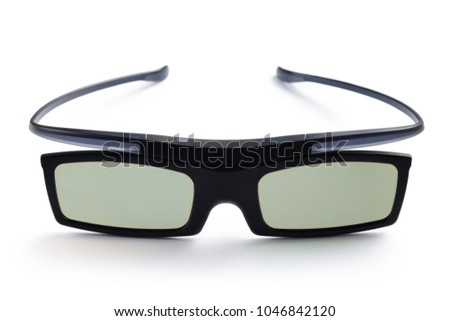 Active shutter 3D glasses isolated on white background