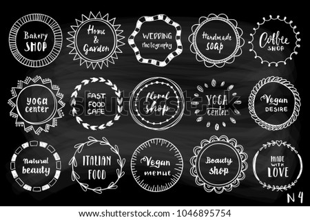 Vector set 4 of hand drawn frames on a chalk background for your own logo design.