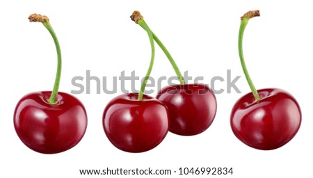 Cherry isolated. Cherry on white background. With clipping path. Royalty-Free Stock Photo #1046992834