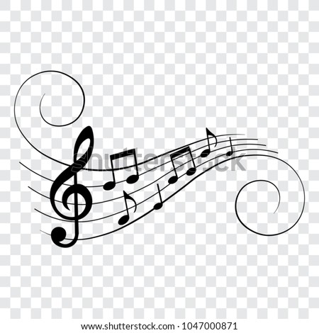 Music notes, musical design element, isolated, vector illustration. Royalty-Free Stock Photo #1047000871