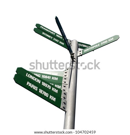 Signpost showing directions to some major cities