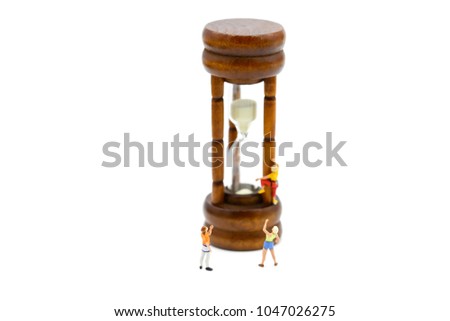 Miniature people : climbing with Sandglass, hourglass.