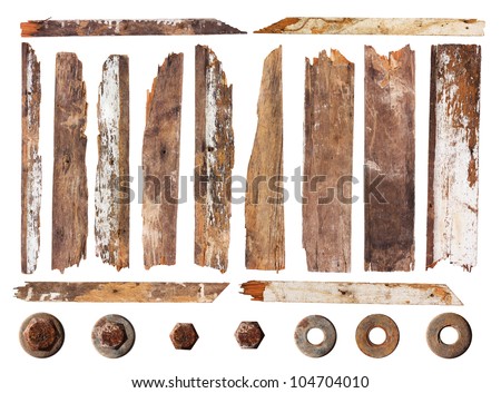 Set of wood plank isolated on white background (Save Paths For design work)
