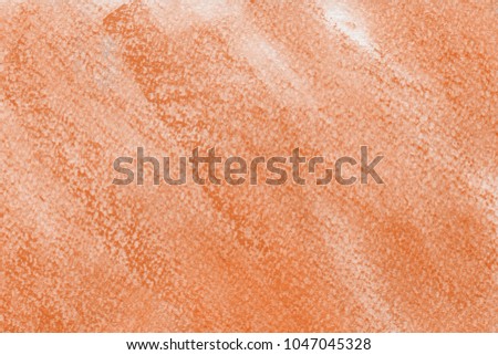 Colorful orange chalk pastel texture on white paper background. Abstract pencil strokes.