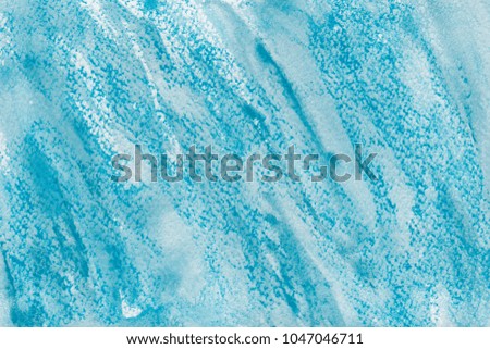 Colorful blue chalk pastel texture on white paper background. Abstract pencil strokes.