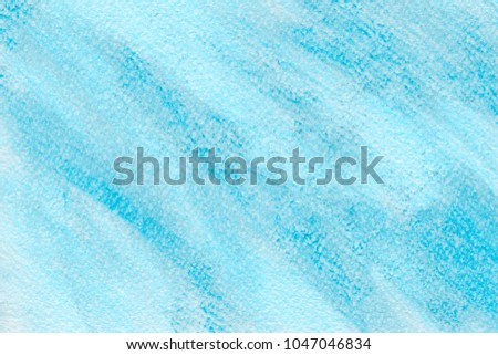 Colorful blue chalk pastel texture on white paper background. Abstract pencil strokes.