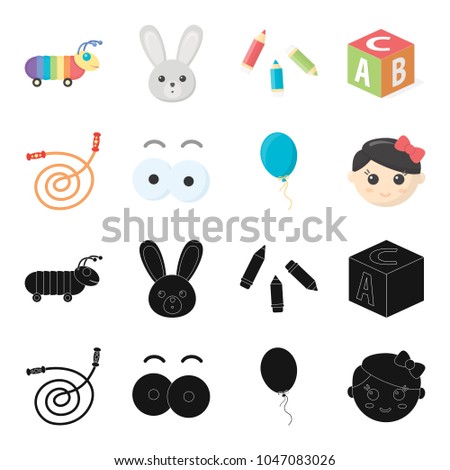 Children s toy black,cartoon icons in set collection for design. Game and bauble vector symbol stock web illustration.