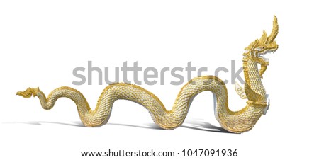 The king of Nagas, serpent painted stucco The story of the Buddhists and the priesthood is the snake's transformation into a person for to be a monk. This is photo isolated with clipping path.