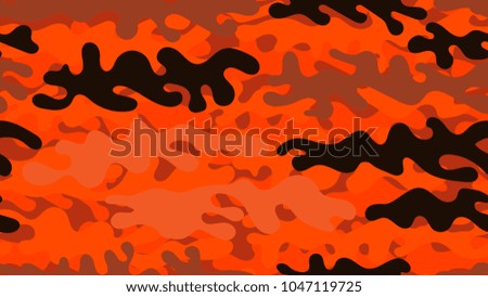 Seamless orange camouflage pattern. Repeating military clothing texture.