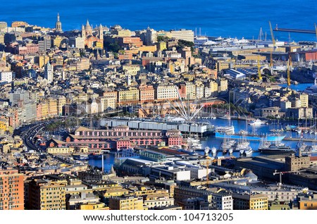 cityscape of Genoa, Italy Royalty-Free Stock Photo #104713205