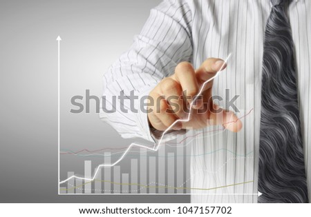 financial symbols coming from hand