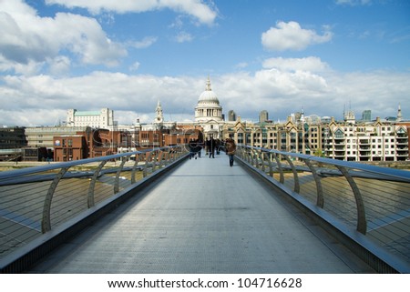 St Pauls cathedral view from the Millennium Bridge, London