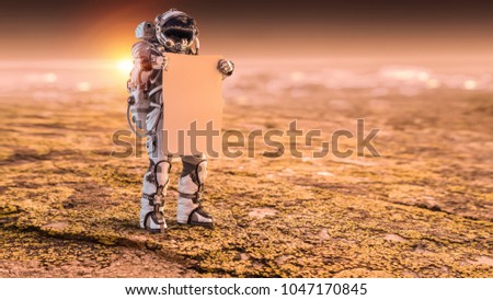 Spaceman explore planet. Mixed media