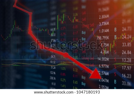 Stock price plummets with negative news and investment is lost in anger and frustration.  Copyspace room for text. Royalty-Free Stock Photo #1047180193