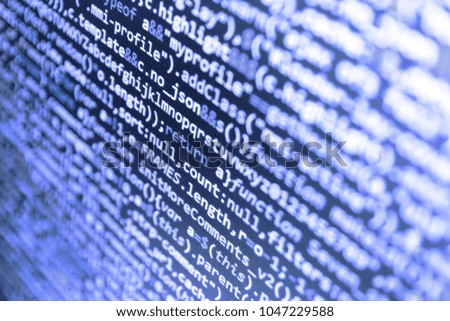 Notebook closeup photo. Programming code. Software source code. Closeup of Java Script, CSS and HTML code. Search engine optimization for better rankings with anchor tags. 