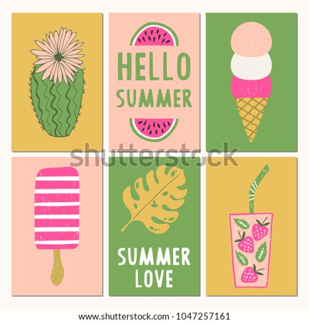 Set of creative summer cards