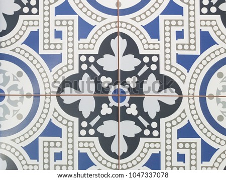old tile mosaic in oriental style pattern design background