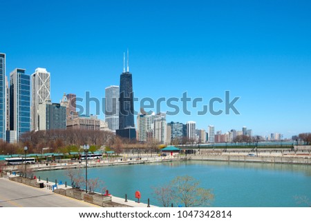 Lake shore and Milton Lee Olive Park, Chicago, Illinois, USA