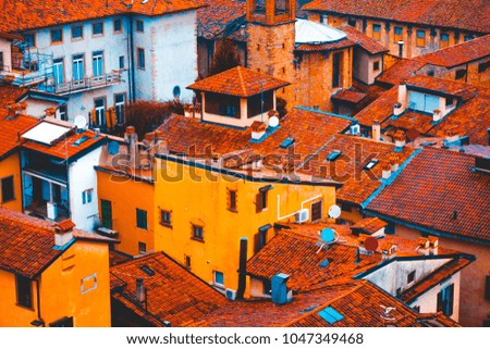 rooftop view of ancient houses in italy